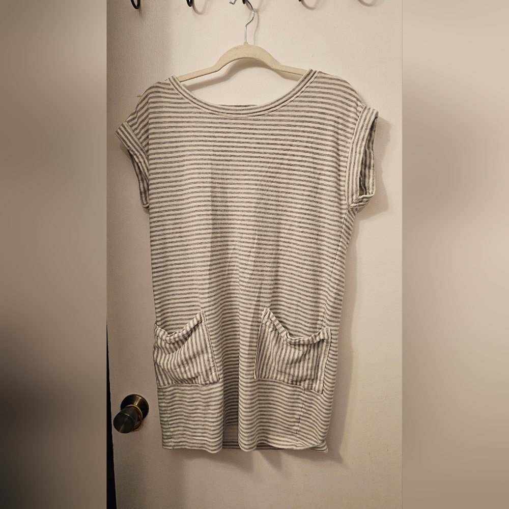 Athleta Gray Striped Mini Dress